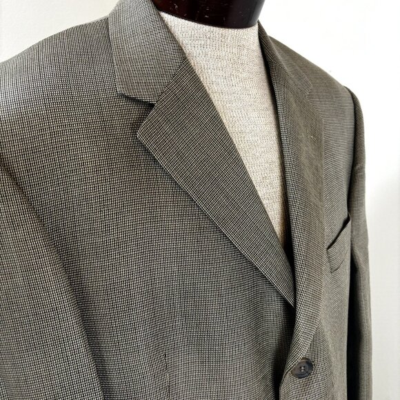 Andrew Fezza Men's Flannel Sport Coat Blazer Size 43R Silk Wool Tan Suit Jacket - Picture 1 of 12